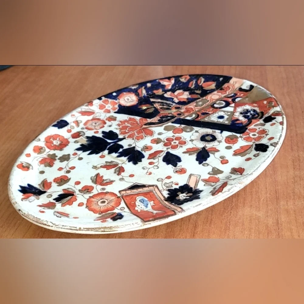 Antique estate plate - RIDGWAY STAFFORDSHIRE DERBY oval footed dish - Picture 2 of 5